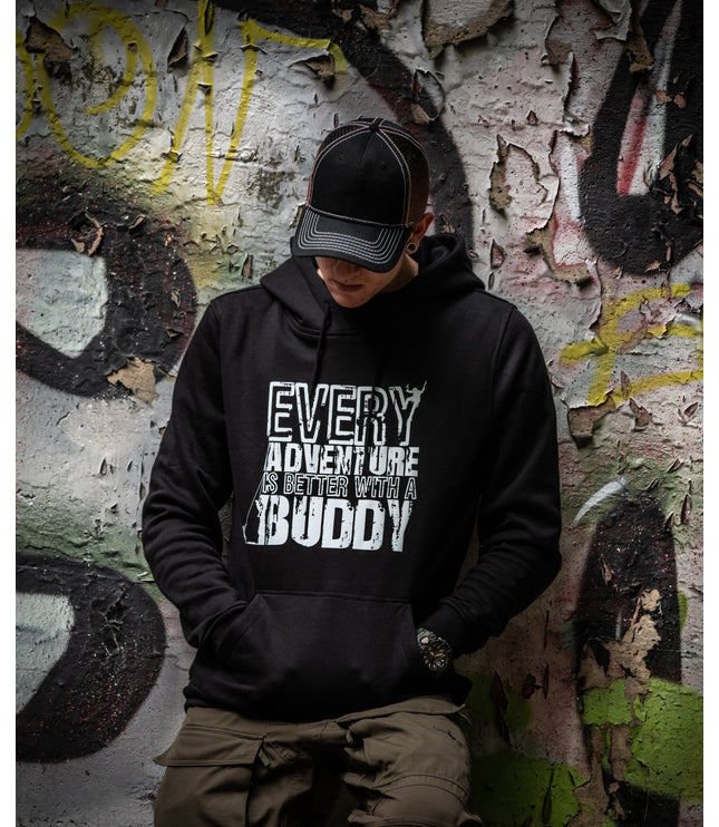 HOODIE "EVERY ADVENTURE IS BETTER WITH A BUDDY" schwarz